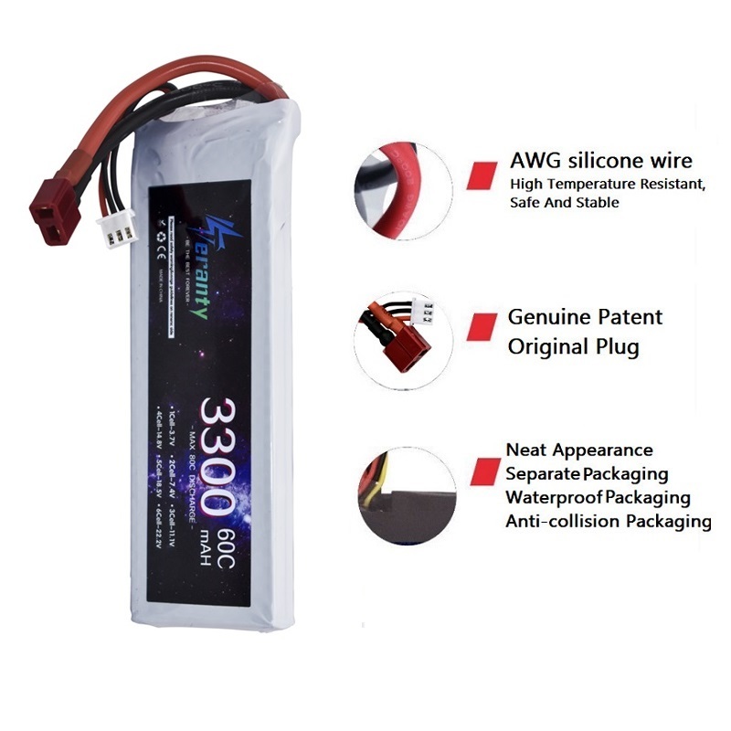 2S 7,4 V LiPo Batterie 3300mAh – Drone Battery Connector Bewertung und Preis