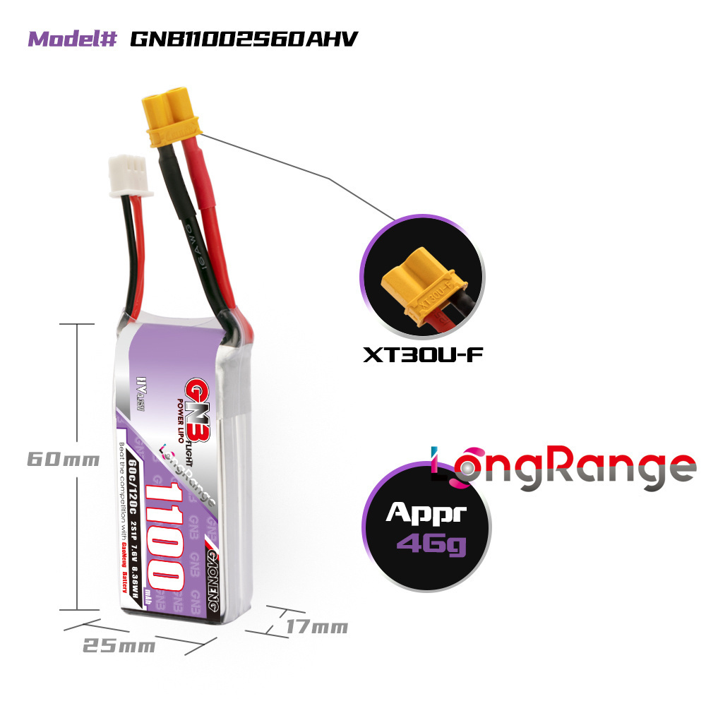 GNB 1100 mAh 2S 3S 4S 6S 60C/1 – Drone Battery Connector Bewertung und Preis