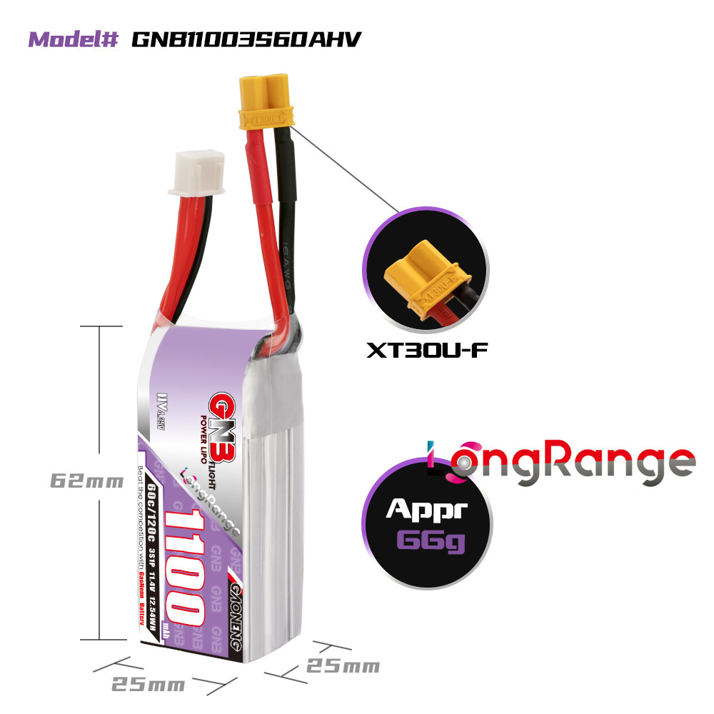 GNB 1100 mAh 2S 3S 4S 6S 60C/1 – Drone Battery Connector Bewertung und Preis